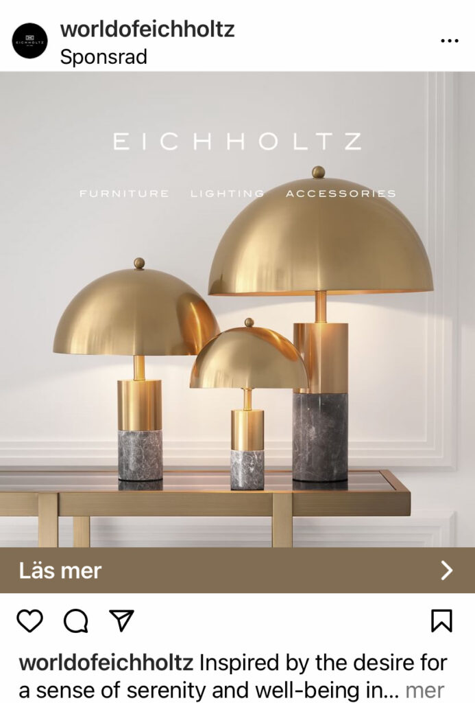 Annons i carousel format på Instagram sociala medier